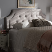 Baxton Studio BBT6623-Greyish Beige-Full HB-H1217-14 Mars Modern and Contemporary Greyish Beige Fabric Full Size Headboard